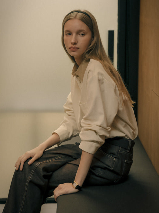 [TILLIDIE] Nella collar point corduroy shirt_Ivory