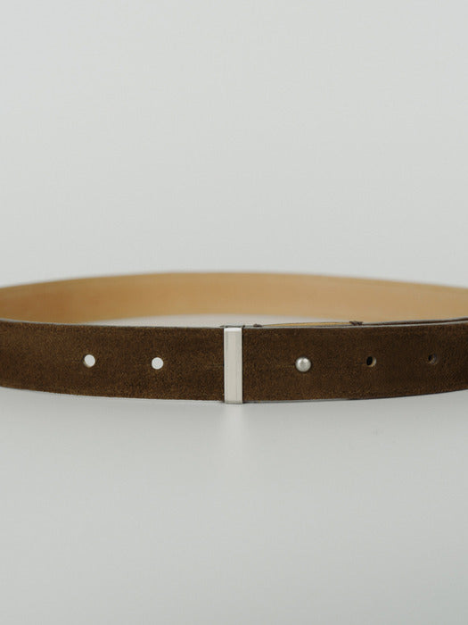 [moia] flat suede belt (brown)