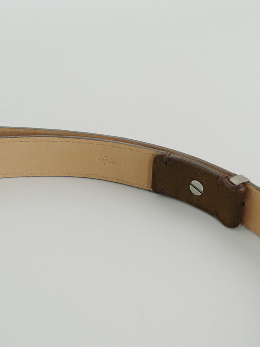 [moia] flat suede belt (brown)