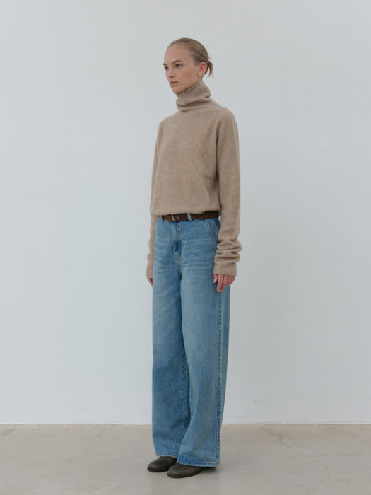 [moia] flat suede belt (brown)