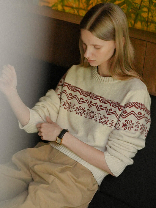 [TILLIDIE] Nordic ireland cashmere blended knit_Light beige