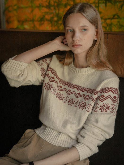[TILLIDIE] Nordic ireland cashmere blended knit_Light beige