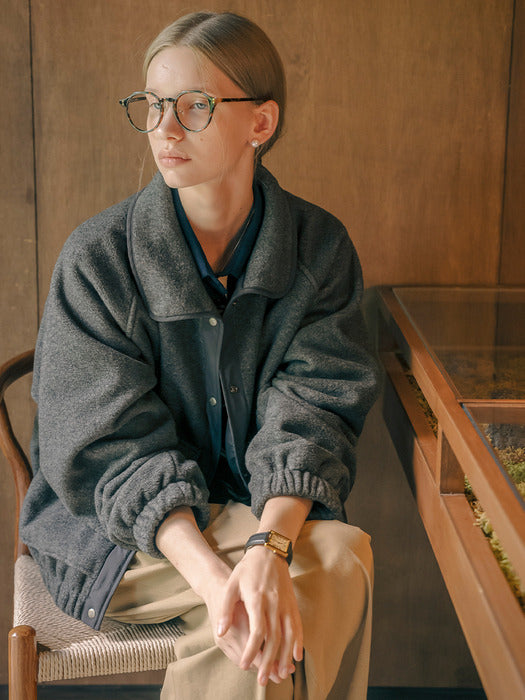 [TILLIDIE] Zoey round collar fleece jumper_Charcoal