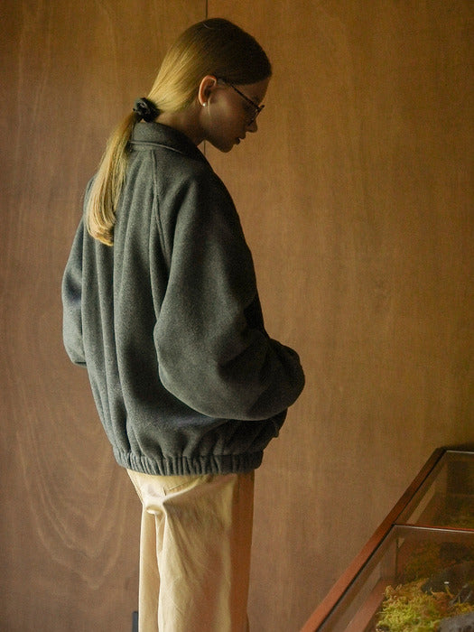 [TILLIDIE] Zoey round collar fleece jumper_Charcoal