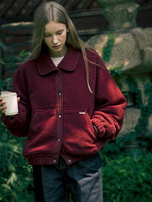 [TILLIDIE] Zoey round collar fleece jumper_Wine