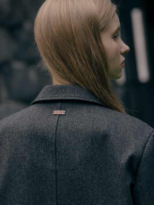 [TILLIDIE] Hazle wool single blazer jacket_Charcoal
