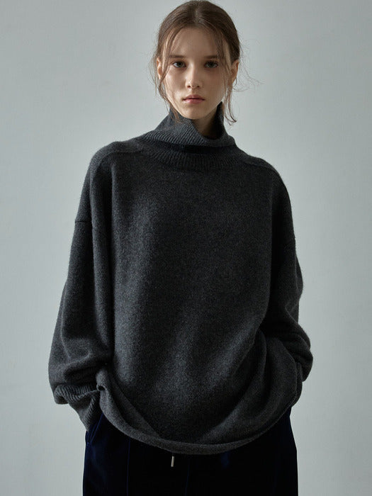 Alpaca Turtleneck Knit - Charcoal
