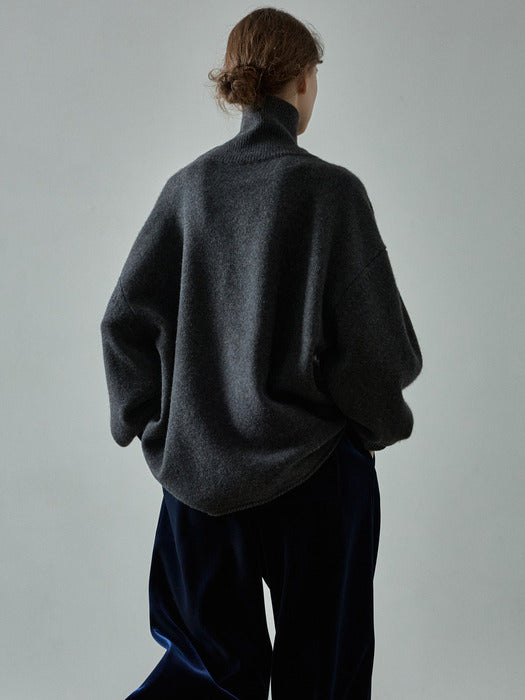 Alpaca Turtleneck Knit - Charcoal