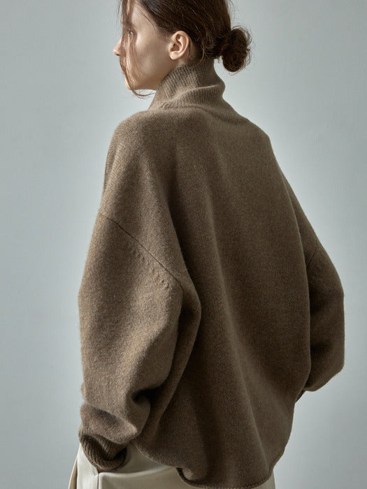 Alpaca Turtleneck Knit_melange brown