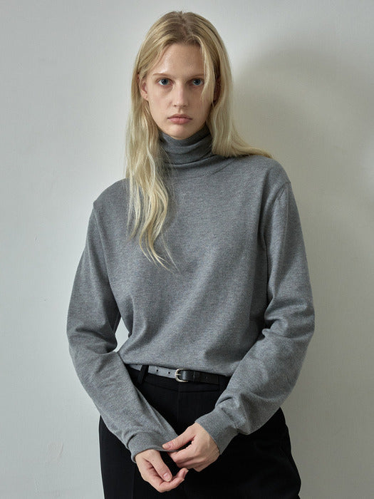 Cashmere Essential Turtleneck Knit_grey