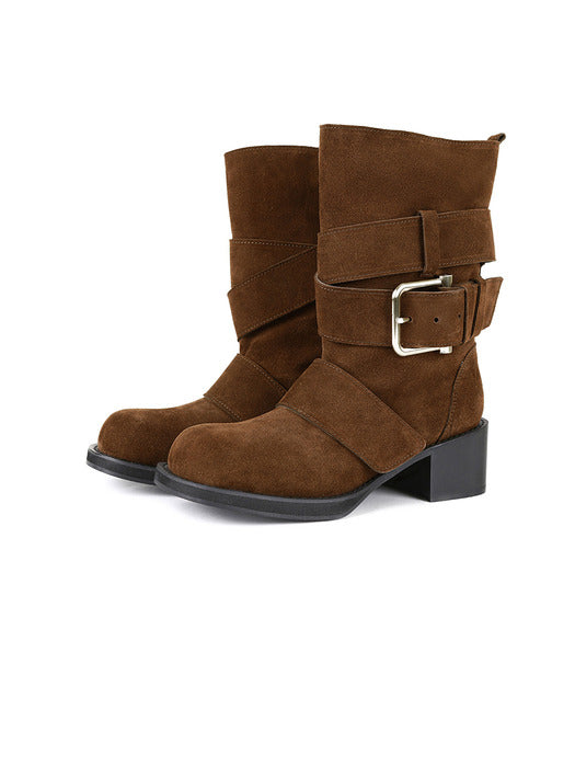 [osoi] MIDDLE BROCLE BOOTS [SUEDE BROWN]