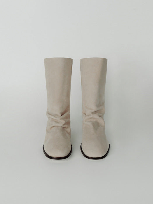 [moia] wrinkle middle boots (sand beige)