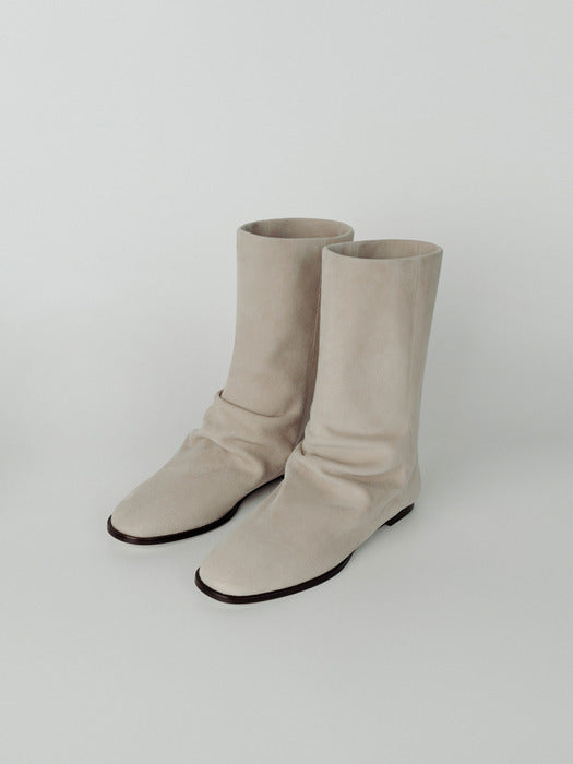 [moia] wrinkle middle boots (sand beige)