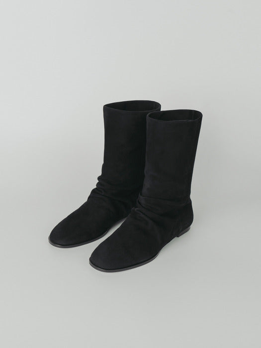 [moia] wrinkle middle boots (black)