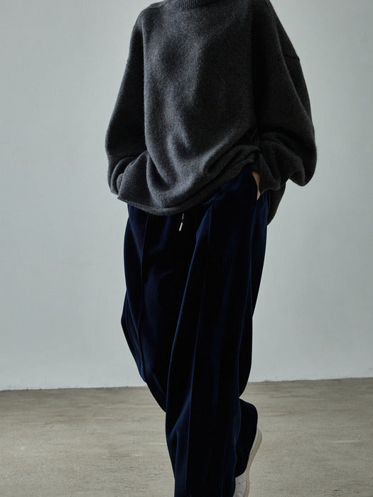 Relaxed Velvet Pants_navy