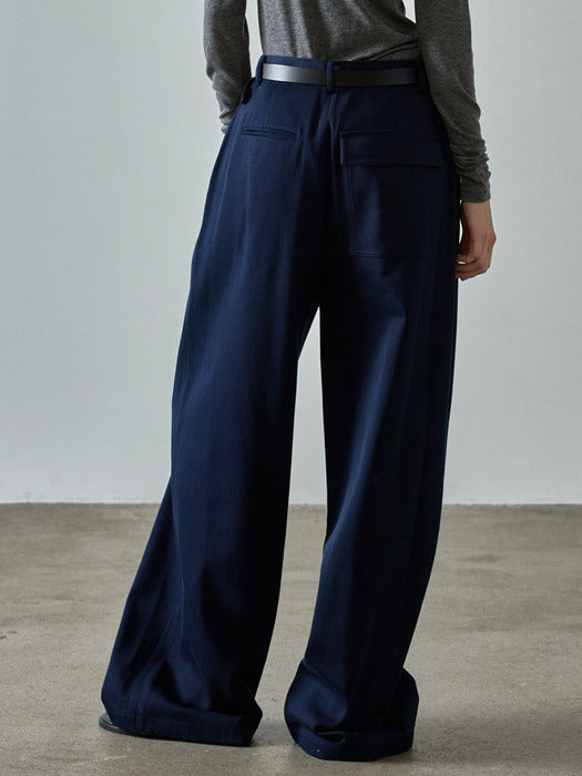 Relaxed Cotton Pants - Navy