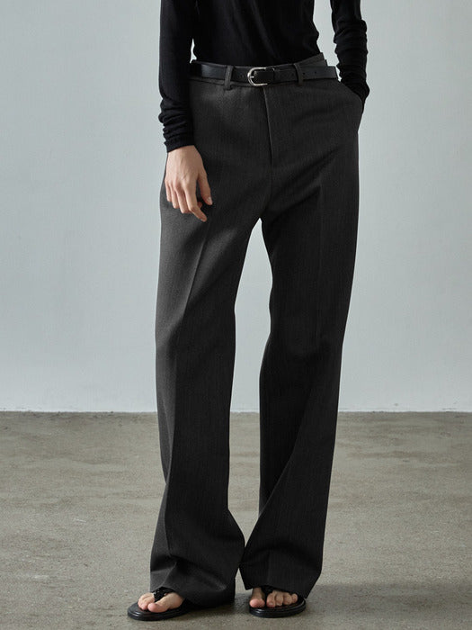 Classic Wool Bootcut Pants_melange brown