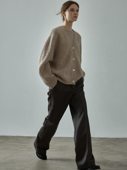 Classic Wool Bootcut Pants_melange brown