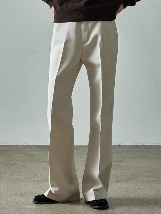 Classic Wool Bootcut Pants (Cream)