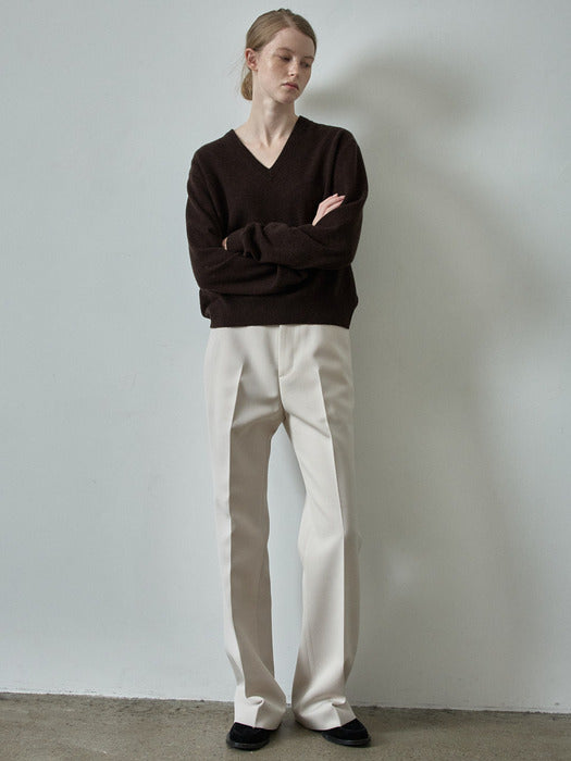 Classic Wool Bootcut Pants (Cream)