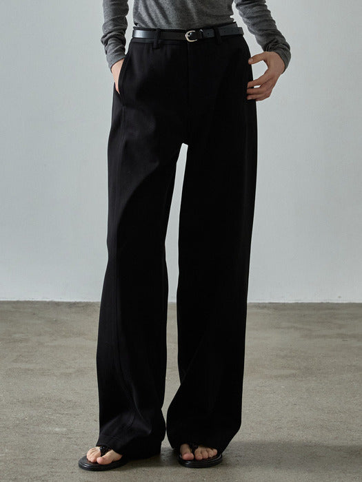 Facade Pattern Curved Cotton Pants black