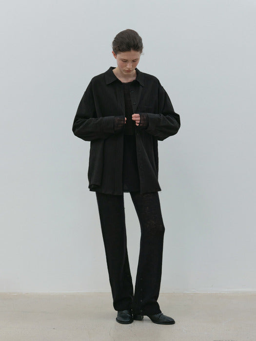 [moia] sheer knit pants (black)