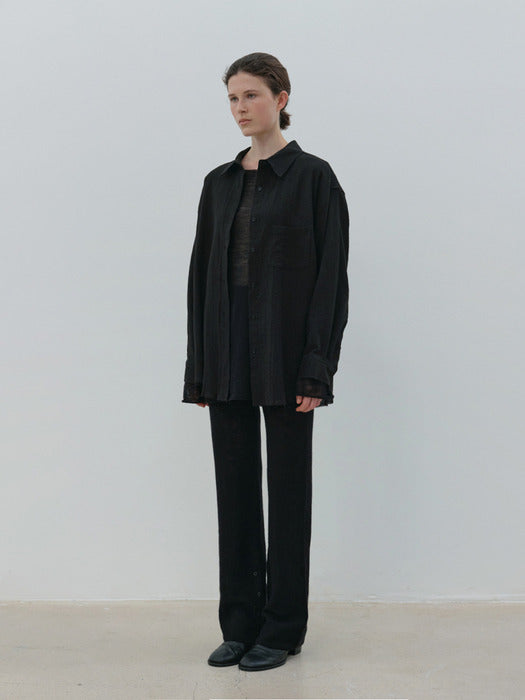 [moia] sheer knit pants (black)