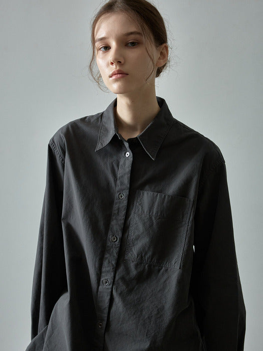 Classic Peached Cotton Shirt_charcoal