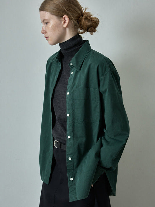 Classic Peached Cotton Shirt_deep green