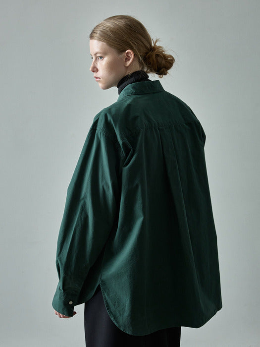 Classic Peached Cotton Shirt_deep green