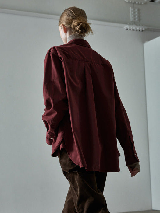 Classic Peached Cotton Shirt_burgundy