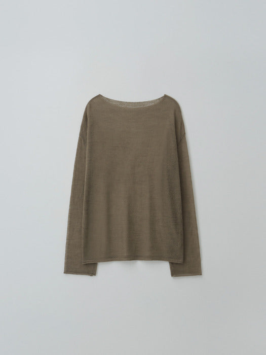 [moia] boatneck sheer knit (mud brown)