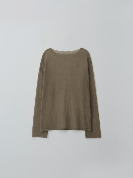[moia] boatneck sheer knit (mud brown)