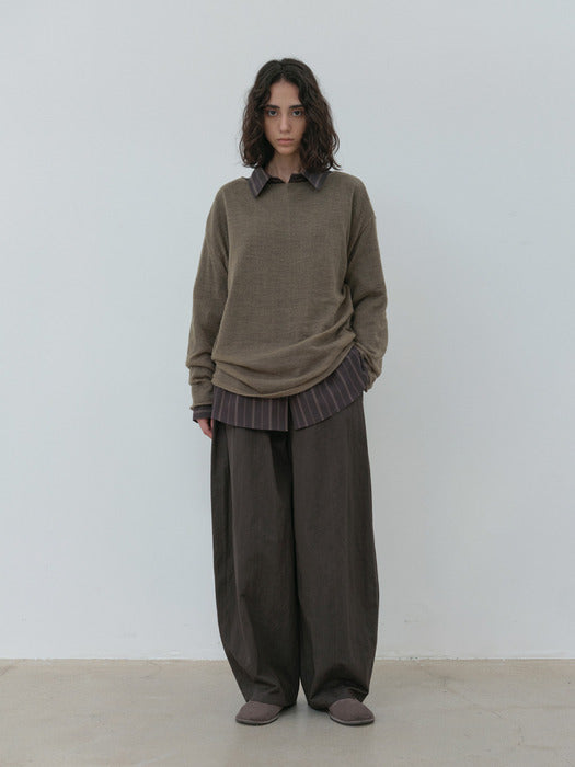 [moia] boatneck sheer knit (mud brown)