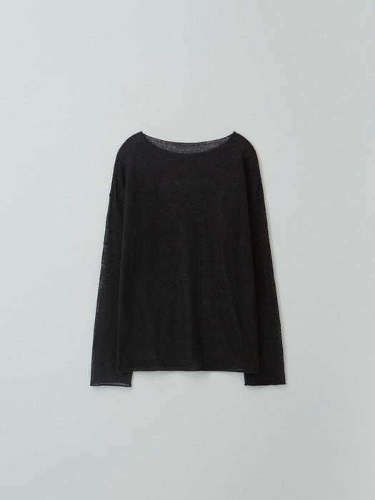 [moia] boatneck sheer knit (black)
