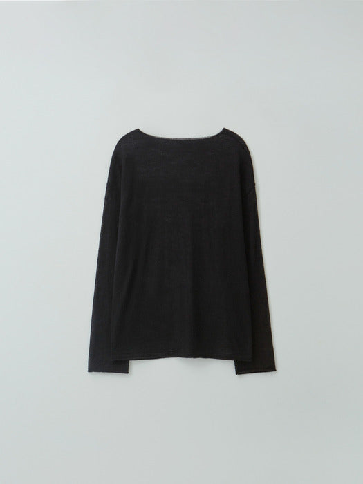 [moia] boatneck sheer knit (black)