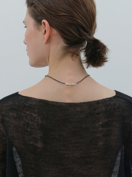 [moia] boatneck sheer knit (black)