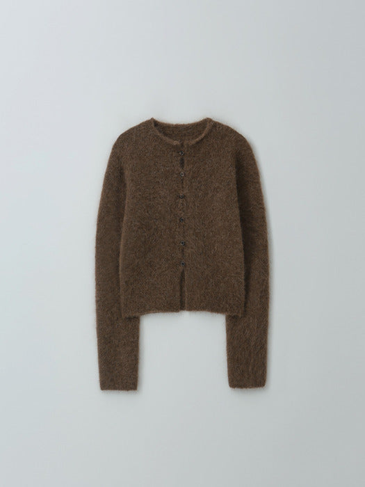 mock neck cardigan (brown)