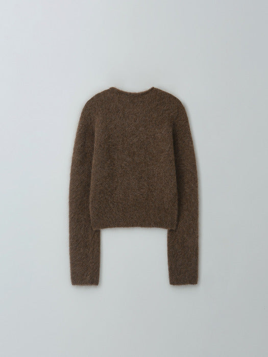 mock neck cardigan (brown)