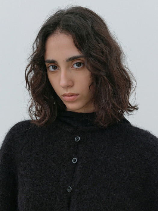 [moia] mock neck cardigan (black)