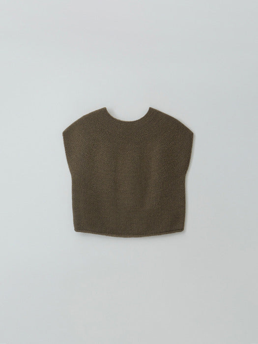 [moia] round knit top (mud brown)