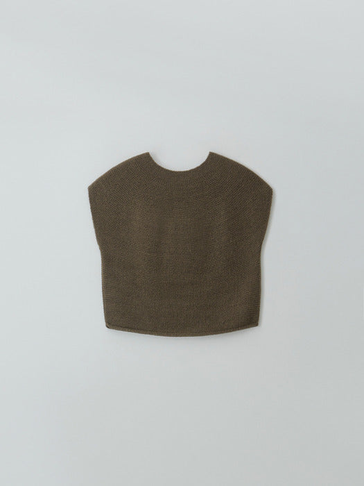 [moia] round knit top (mud brown)