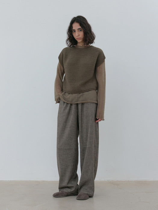 [moia] round knit top (mud brown)