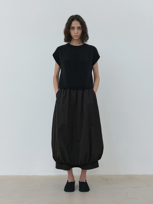 [moia] round knit top (black)