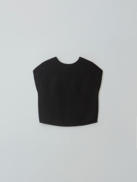 [moia] round knit top (black)