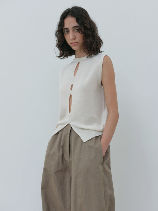 [moia] slit round knit (ivory)