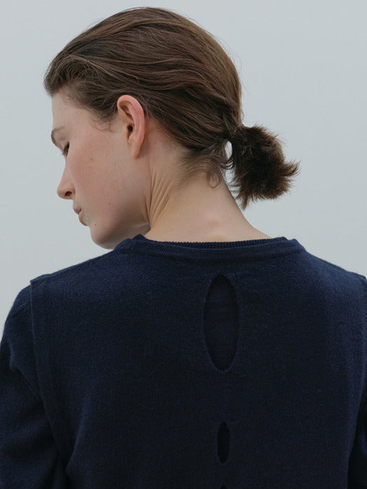 [moia] slit round knit (navy)