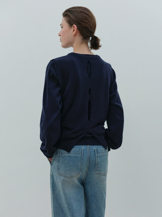 [moia] slit round knit (navy)