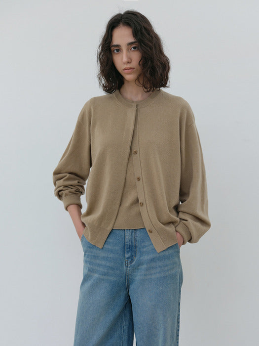 [moia] soft round cardigan (beige)