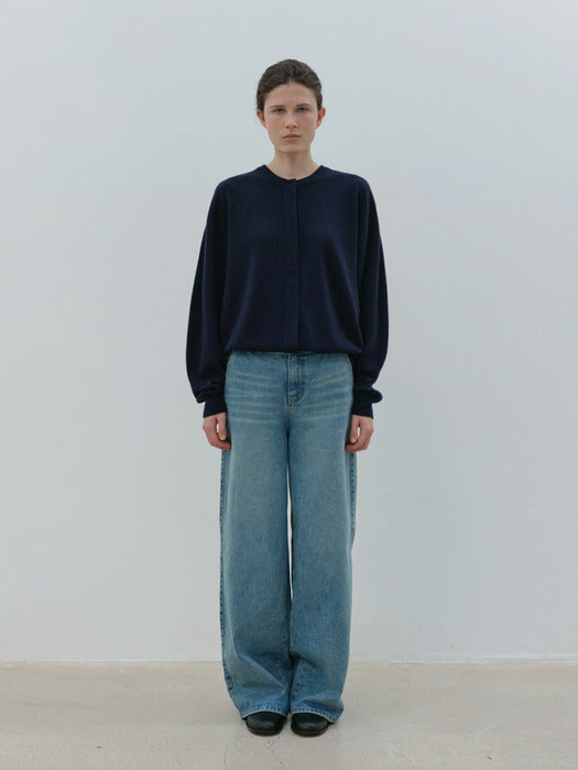 [moia] soft round cardigan (navy)